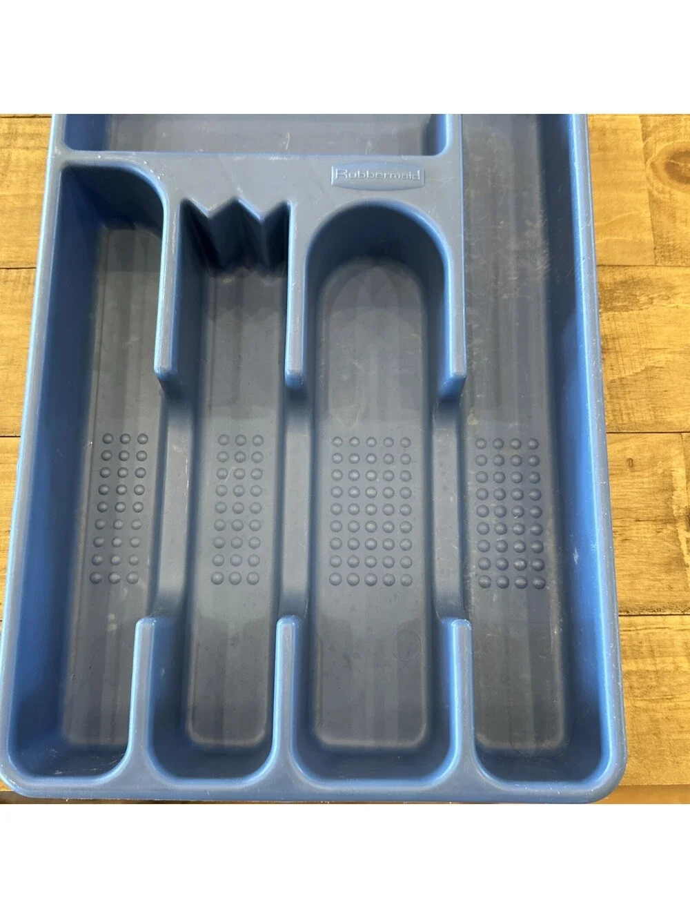 Vintage Rubbermaid Silverware Flatware Kitchen Utensil Tray Blue 5 Slot #2919